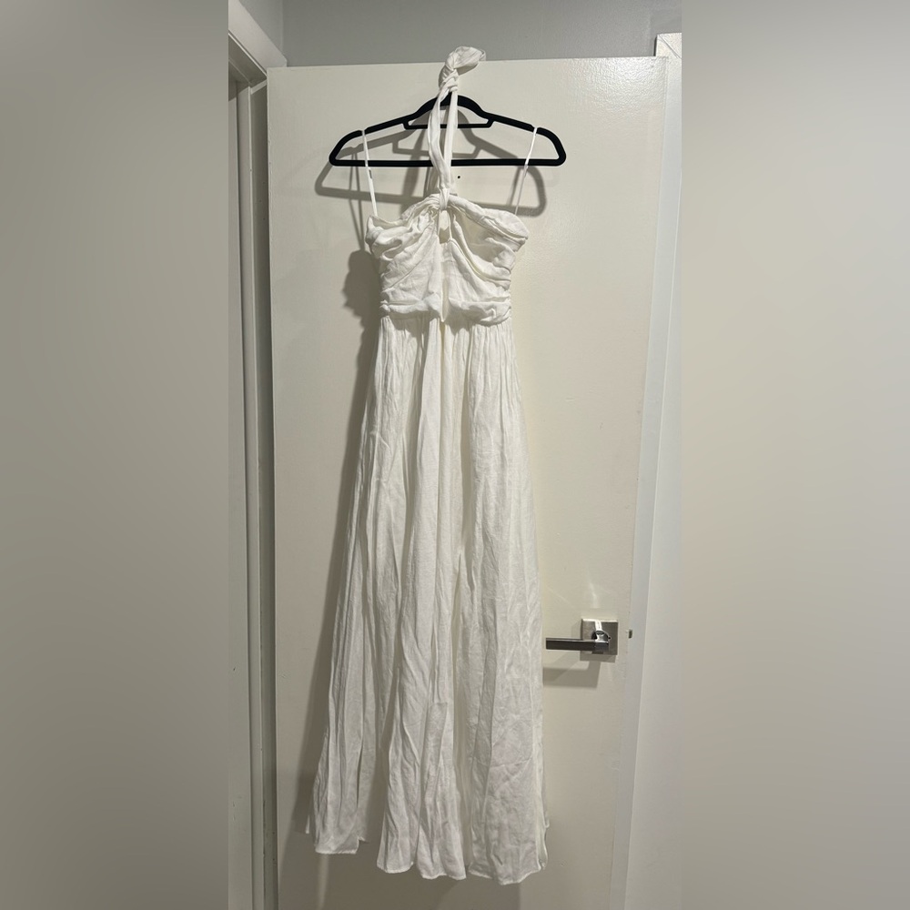 Gorgeous white linen halter neck maxi dress